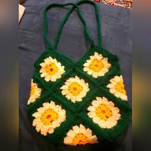 Handmade Crochet Daisy Purse